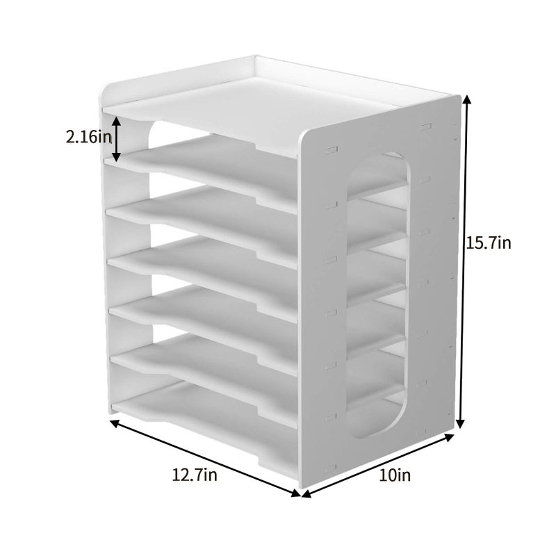 Natwind 7-Tier File Paper Organizer for Desk & Desktop - White File Holder with Mail Letter Tray & Paper Sorter for Home Office, School Classroom - Image 4